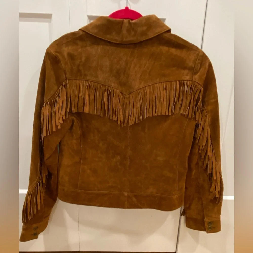 Central Park West Fringe Suede Jacket - Cognac Brown - Picture 4 of 10